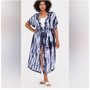 Torrid Embroidered Tie Die Kimono Duster Coverup Shrug Women's Plus 00/0
